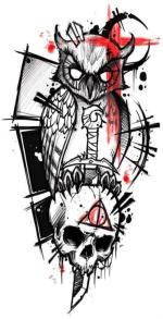 Ordershock Owl with Skull Tattoo