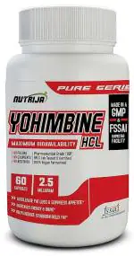 NUTRIJA Yohimbine HCL 2.5mg [Strength & Potent Fat Burner] - Pack of 60 Capsule