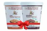 REALFITNESS Peanut Butter 2kg Roasted Peanuts High Protein Rich Taste Health Peanut Butter Gluten-Free Vegan (Real Crunchy_Chocolate Crunchy 1 Kg Each)