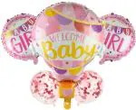 My Party Suppliers Baby Shower Girl Welcome Theme Foil Balloon set (pack of 5)