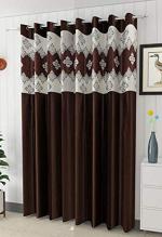 Indian Online Mall Coffee-New-Patch-2Pc Polyester Long Crush Patch Window Curtain, 4X5Ft (Set Of 2)RRPC