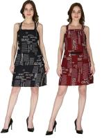 Tolexo Black and Maroon Printed Waterproof Apron (Pack of 2)