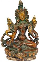 Idol Collections Brown Brass Tibetan Buddhist Saviour Goddess Idol