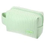 INKULTURE PU Leather Toiletry Bag for Men & Women Travel Makeup Pouch Cosmetic Bag with Handle | Light Green | Pack of 01