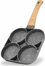 Wolblix 4-Cup Egg Pan Omelette Pan, Nonstick Egg Frying Pan, Pancake Pan, Egg Cooker Pan Egg Skillet for Breakfast, Suitable for Gas Stove & Induction Cookware