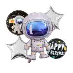 SPECIALYOU.IN Birthday decoration item for Astronaut Space theme foil balloon with Pinted round foil balloon and Silver star foil balloon for girls boys and kids party.rome decor Item pack of 5 Items