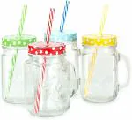 Mason Jar Mug with Lid & Straw 500Ml