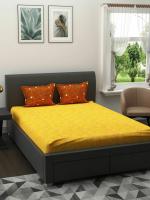 BIANCA essenza gold/mocha Cotton Double Bedsheet With 2 Pillow Cover-3pc check(244 x 220 cm)