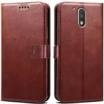 RUPELIK Motorola/ Moto G4 Plus Vintage Leather flip Case Cover| Inside TPU with Card Pockets Wallet Stand Magnetic Closure 360 Degree Complete Protection Vintage Flip Cover for Motorola/ Moto G4 Plus - Brown