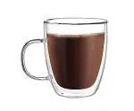 Ramkuwar Microwave Safe Double Wall Insulated Glass Cup Heat-Resistant Coffee Mug (350 ml)