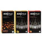 Manforce Premium Hotdots Belgian Chocolate with Bigger Dots and Overtime Range (Orange & Pineapple) 3in1 (Ribbed, Contour, Dotted) Condoms, Combo Pack - 10s (Pack of 3)
