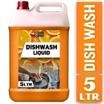FLISKO Dishwash Liquid 5 Liter Orange Fast Cleansing&Antimicrobial Action With Long-Lasting Hygienic&Refreshing