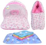 Toddylon New Born Baby Bedding Set Combo Mattress with Net Sleeping Bag & Nappy Changing Mat Sheets