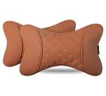 Autofurnish Tan Faux Leather Car Neckrest Cushion (Pack Of 2)