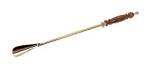 Popli Metal Brass Shoe Horn with Wooden Handle (Golden)