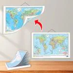 GO WOO SMALL - 100 AFRICA POLITICAL OUTLINE MAP FOR SCHOOL and 2 IN 1 WORLD POLITICAL AND PHYSICAL MAP IN HINDI | Set of 1 map and 1 chart | Exploring Africa and the World A Comprehensive Map Combo