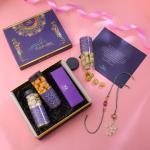 GreenFinity Rakhi for brother & bhabhi set of 2 Rakhi | Dry Fruits Gift Pack Rakhi Gift Dry Fruits Combo Pack Purple Binge Box Roasted Makhana Collection Rakhi set Of 2.