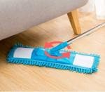 NEPROENT Flat Microfiber Floor Cleaning Mop with Steel Rod Wet and Dry Cleaning Long Handle Dry Mop Standard
