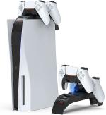 Microware Charging Station with Fast Charging for Playstation 5 Dualsense Controller,White