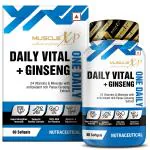 MuscleXP One Daily Vital + Ginseng Multivitamin with 24 Vitamins & Minerals + Panax Ginseng for Men & Women, 60 Softgels