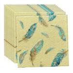 TLISMI 1 Pc PE Foam aesthetic feather Printed Wallpaper Self Adhesive 3D Texture Wall Panels Tiles