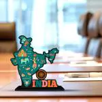 Artvibes Wooden India Map Designer Table Decor For Office Desk | Home Decoration | Living Room | Bedroom | Modern Art Wood Showpiece Decorative Gifting Item (SP_1104)