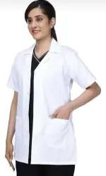 SCRUB INDIA White Lab Coat Half Sleeves for Doctors, Nurses, Students, Surgeon Cotton and Chemistry Lab Unisex