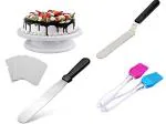 Cake Turntable Stand With 6 inch palette knife set, silicon brush 2 pieces & 3 pieces scrapper set.