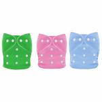 BADAL KIDZ Premium Quaility Baby Cloth Diapers and Wet Free Insert Pads | 3 Cloth Diapers | Color- Green, Pink and Blue | Size-M