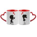 Cheeksy Boy Propose To Girl Printed Coffee Tea Mug 300 Ml With Heart Handle Quote | Cartoon | Gift For Couple | Daughter | Birthday | Friends | Sister | Brother | Kids | | Valentine | Set Of 2