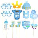 AMFIN (Pack of 12) its a Boy Decoration items / its a Boy props / its a baby boy props / Welcome Boy Props / Welcome Boy Decoration / Props for Decoration Blue