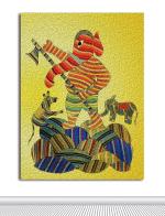 Tamatina Multicolor Gond Art Unframed Jai Shri Ganesh Art Indian Art Canvas Painting - 13X10 Inch