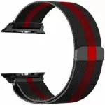 RUPELIK (Chain iWatch 38mm Black/Red) Stainless Steel Megnatic iWatch Strap Series 7,6,5,4,3,2,1/SE Compatible For Strap 41mm/40mm/38mm Smart Watch Strap (Black/Red)