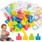 THE BRAIN GYM FACTORY - Nuts and Bolts Autism Toddler Toys Fine Motor Skills Montessori Toys Occupational Therapy Match Game Jumbo Building Construction Set Screw Toys Learning Activities for Kids