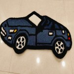 Hadi Carpet Cream Car Shape Rug | Kids Room Bed Side Rug / Carpet | Home Décor | Bedroom Guest Room Décor Kids