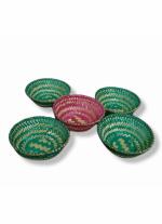 Arola Bamboo Crafts Handcrafted Pink and Green Rectangular Mini Designer Basket 7.6 x 17.8 x 7.6 cm (pack of 3) 250 gm