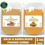 Homeda Pure Sandalwood and Wild Turmeric Powder (1kg each - 2kg) for Face (Kasturi Haldi, Amba, Chandan)