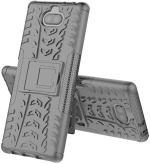 Lustree Sony Xperia 20 Black Plastic Shock Absorbent Armor Mobile Back Cover Case with Kickstand Wheel - 18 x 5 cm