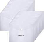 Shining Zon A4, FS, Legal Size Envelope Document Certificates Bag Clear Holder Storage Case Snap Button File Folder Clear Plastic Container for Papers Stationery (Pack Of 60)