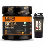 Megagrow BCAA Advance Supplement Powder with Shaker Orange Flavored, 400g (29 Servings) with Zero Sugar Pre & Intra Workout Supplement for Recovery & Performance with Amino Acids (Leucine, L-glutamine & L-Citrulline)