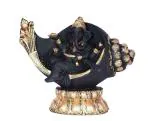 ARADH Resin Ganesh Statue Murti for Home Decor with Stunning Showpieces 9 Inch| Black and Gold