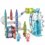 Kiditos Rotating Ferris Wheel Castle Electric Track Marble Run Block 73 PCS, Music Magnetic Automatic Elevator 3D STEAM Children's Educational Toys