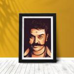 Yuckquee Actor Kamal Haasan (Ullaga Nayagan) Framed Poster (Size: 10 X 13 Inch)