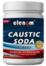 Clenom Pure Powerful Caustic Soda Flakes (Laboratory Grade) (400 GRAMS) All Drains Clog Remover, Chimney Degreaser, Soap and Detergent Making, Cleaner Flakes, Sodium Hydroxide Flakes.