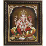 pujaNpujari Lord Ganesh Photo Frame / Vinayaka / Ganapathi Photo Frame for Pooja Room Religious Frame