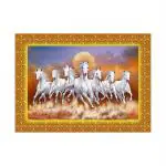 SHASWAT ART Running Lucky Horses Painting Sparkle Coated Self Adhesive Wallpaper Without Frame Digital Reprint 16 inch x 22 inch Painting