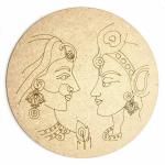 Earmark Radha Krishna ji MDF Engraved Design Wall Plate Base With Frame Cutout for DIY Craft