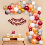 SPECIALYOU.IN Pack of 78 Items Birthday decoration items DIY Kit includes Maroon, Rosegold, White, Gray and Metallic gold Balloons with Golden Confetti Balloons and Maroon Birthday Banner