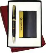 UJJi Advocate Gifts Golden Part Black Pen and ATM Card Holder