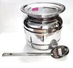 NAAYAGI - Stainless Steel Made Ethnic Model MS POT | MS PONGAL Pot Set / Daily Usage Rice Cooking Pot, Milk Pot, Serving Pot Set - Medium - 3+ litres Approx ( Silver Color )